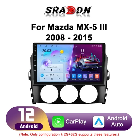 Для Mazda MX-5 MX5 3 NC 2008 2009 2010 2011 2012 2013 2014 2015 Android Автомобильный радиоприемник Автомобильный мультимедийный плеер GPS-навигация Carplay Сенсорный экран Авто стерео