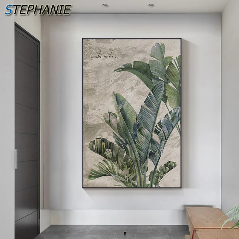 

Nordic Retro Canvas Posters Green Plants Leaves Decorative Pictures Print Abstract Wall Art Paintings for Living Room Home Decor