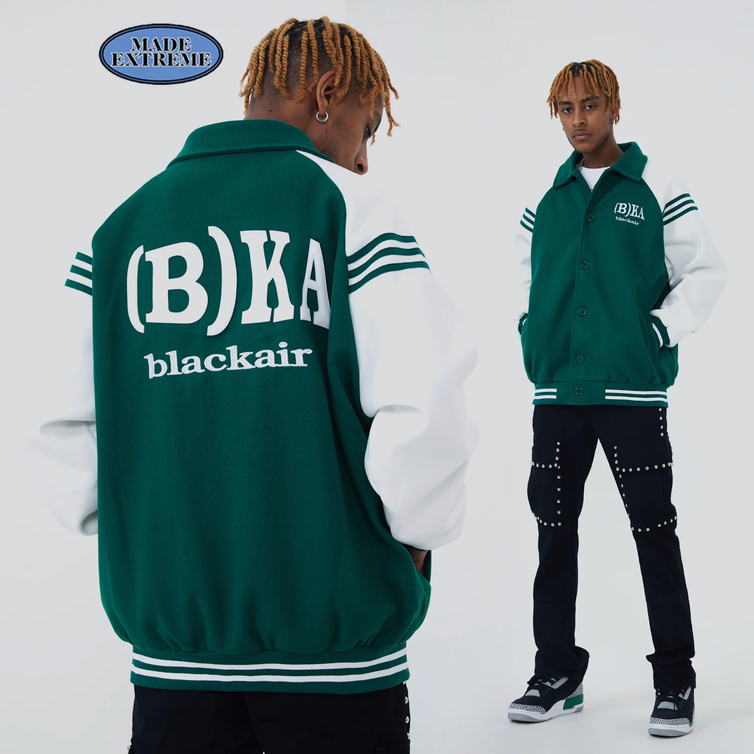 

Arbitmatch Men Streetwear Embroidery Baseball Jacket Retro Vintage Varsity Jacket Coat HipHop Harajuku Bomber Jacket