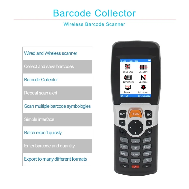 

КПК считыватель штрих-кодов, счетчик штрих-кодов, сборщик данных 1D 2,4G, беспроводной лазерный CCD сканер штрих-кодов для склада