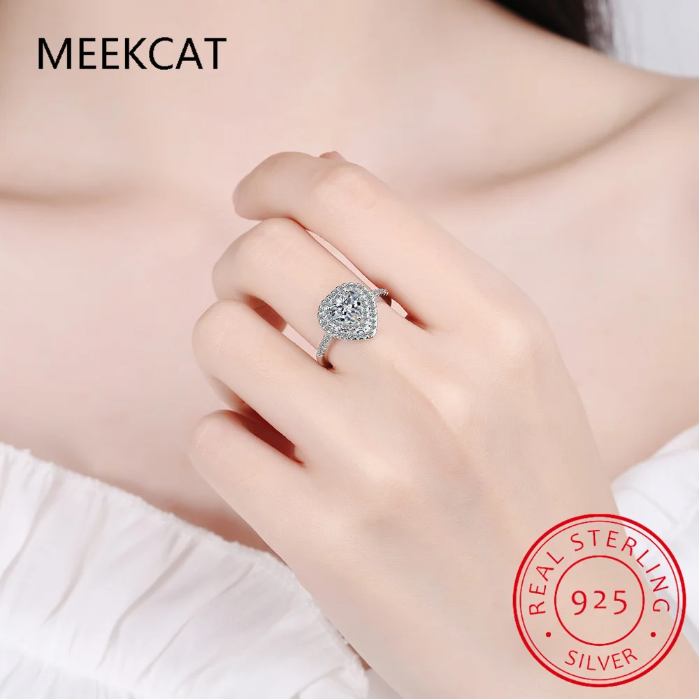 Кольцо в форме сердца с муассанитом для женщин сверкающие свадебные кольца