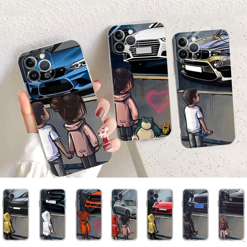 

Boy See Sports Car Jdm Phone Case For iPhone 14 13 12 Mini 11 Pro XS Max X XR SE 6 7 8 Plus Soft Silicone Cover