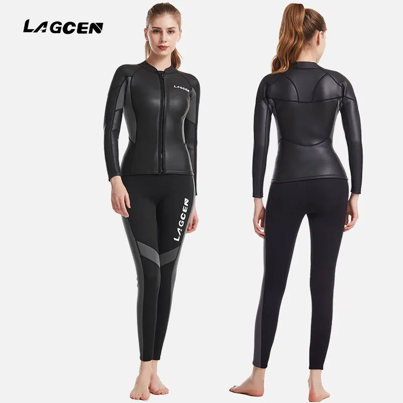 2.5mm Neoprene Wetsuits Two Piece Scuba Diving Suits for Women Snorkeling Surfing Swimming Long Sleeve Keep Warm for Water Sport