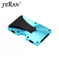 automatic card case new creative mechanical business id card box portable credit card case metal rfid blocking wallet purse clip