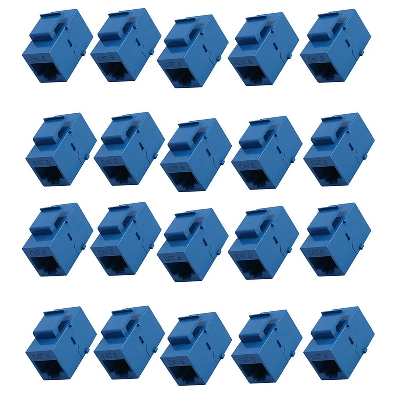 

20Pcs RJ45 Connector Keystone Jack Cat6 Extension Coupler Ethernet Network LAN Cat 6 Coupler Jacks Extend Adapter,Blue