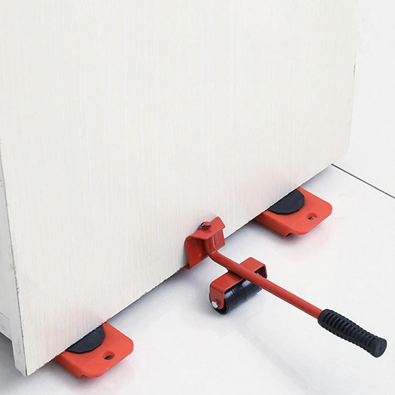 

5Pcs Furniture Moving Transport Roller Set Removal Lifting Moving Tool Set Wheel Bar Mover Moving Heavy Stuffs Device Hand Tool