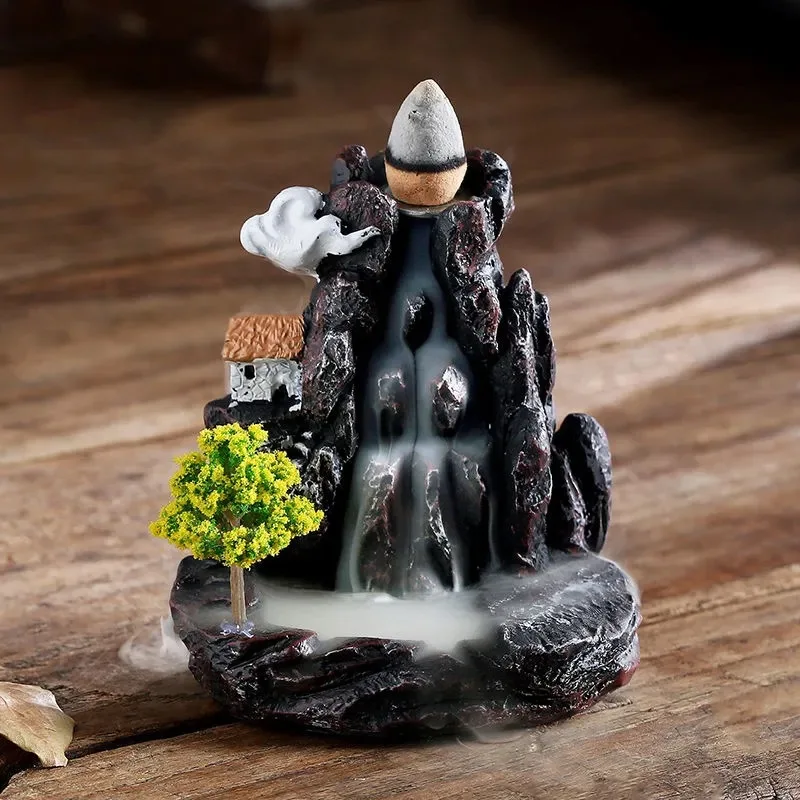 Incense Burner Mountains River Waterfall Decoration for Home Fragrance Fireplace Backflow Aroma Smoke Fountain Zen Censer Holder images - 6