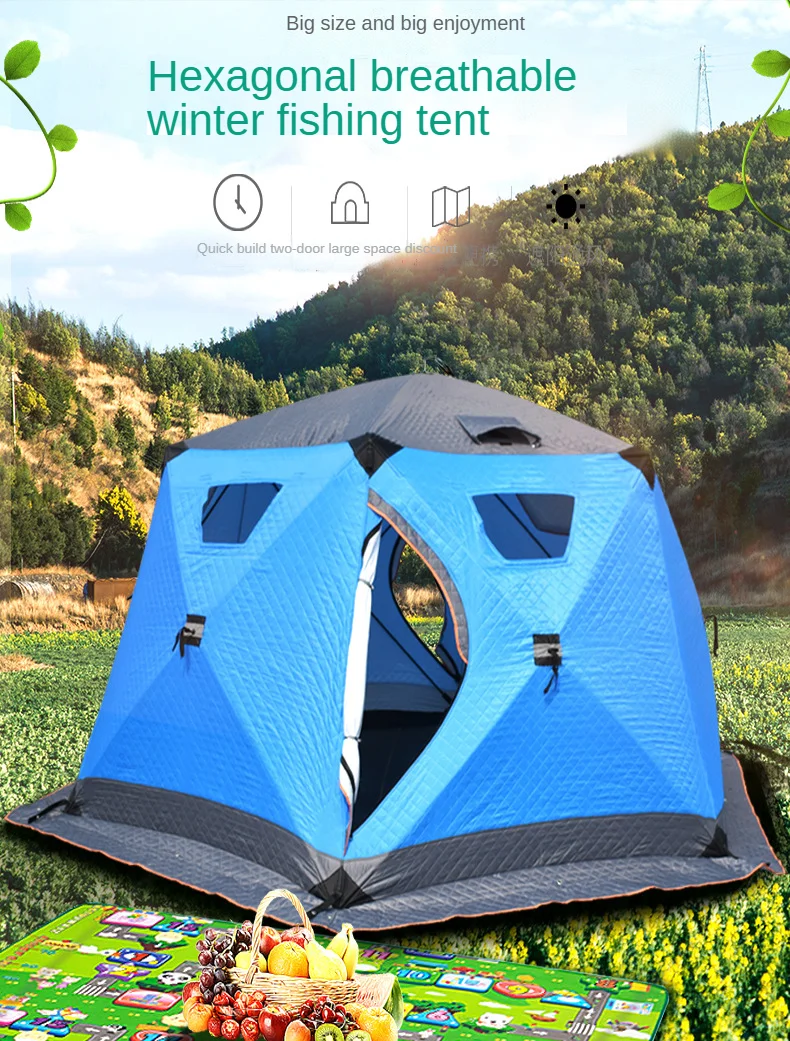 Outdoor winter fishing tent Winter Tent Camping travel CottonTent Thickened Windproof and Warm Portable Tents | Спорт и развлечения