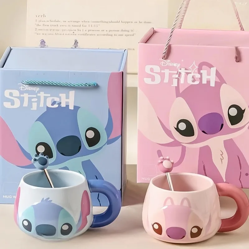 Фото Кружка Lilo & Stitch с принтом в стиле аниме Дисней, керамическая кружка Kawaii, кофейная кружка для офиса и общежития, кухонные принадлежности, праздничные подарки №4