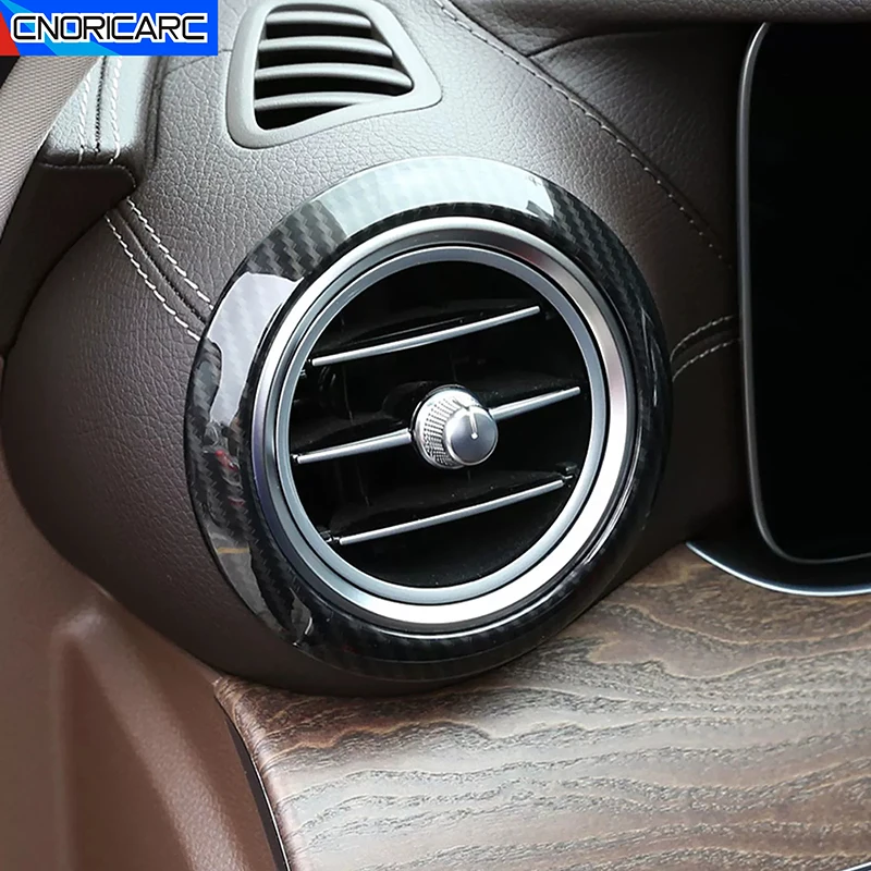 

Side Air Conditioning Vent Frame Outlet Circle Cover Carbon Pattern Trim For Mercedes Benz E Class W213 2016-2018 Car Accessory