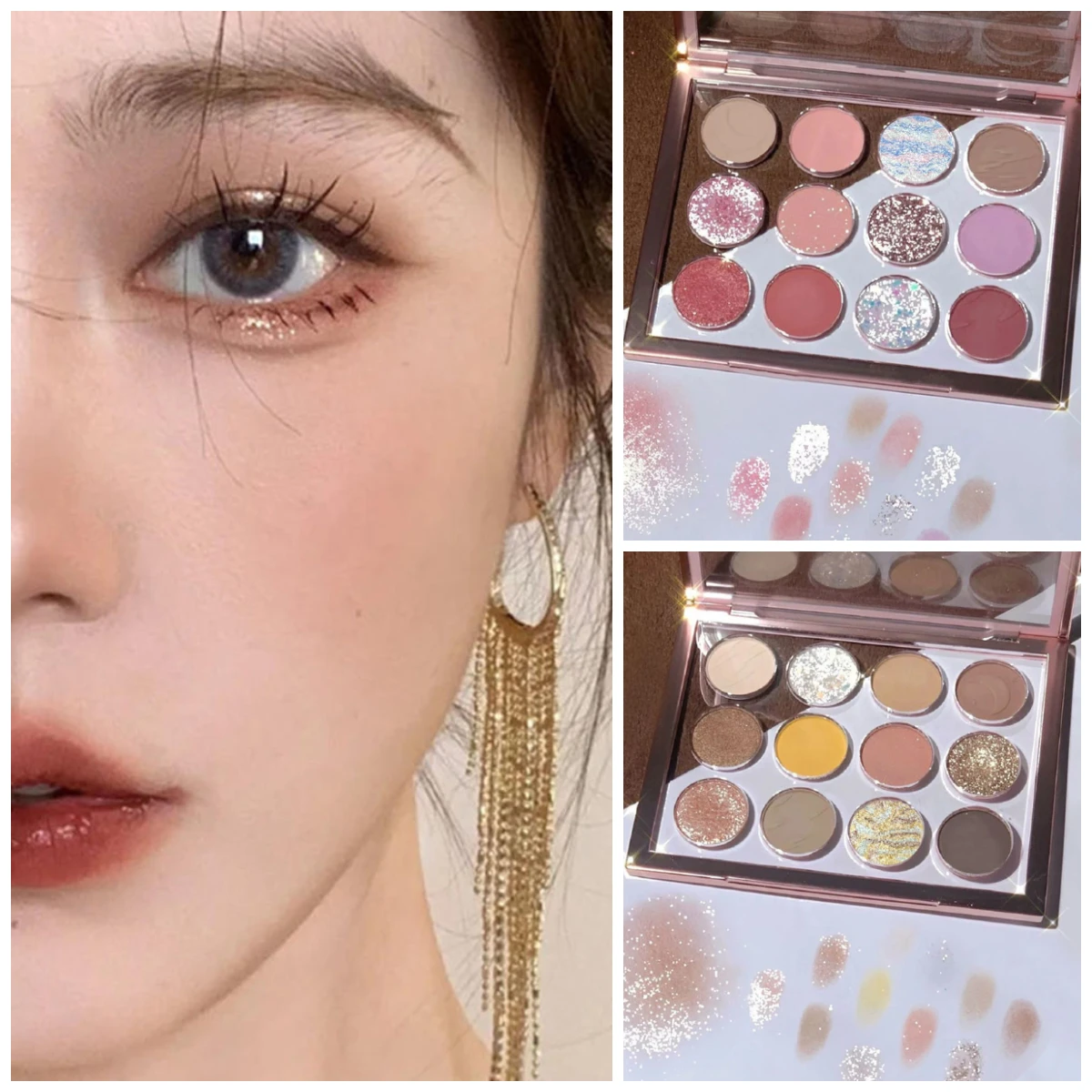 

12 Color Eyeshadow Palette Makeup Long-lasting Matte Eye Shadow Palettes Glitter Eye Cosmetics Women Beauty