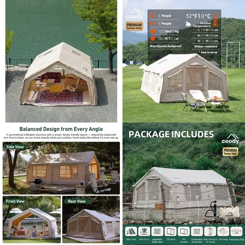 Фото Надувная палатка Coody Familia 17.2 Air Tent - бежевая, для семейного отдыха на природе, для кемпинга №1