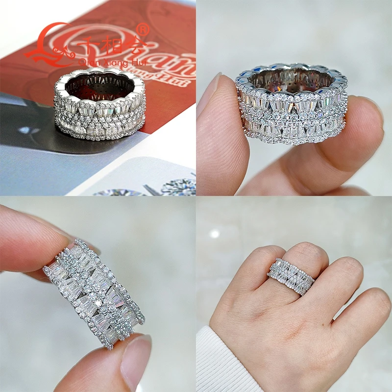 9 5 мм маленькое ТРАПЕЦИЕВИДНОЕ круглое Веерообразное кольцо Вечность браслет S925