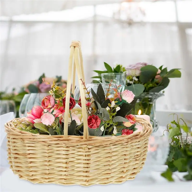 Портативные планшетовые корзины для хранения плетеные с ручкой контейнер