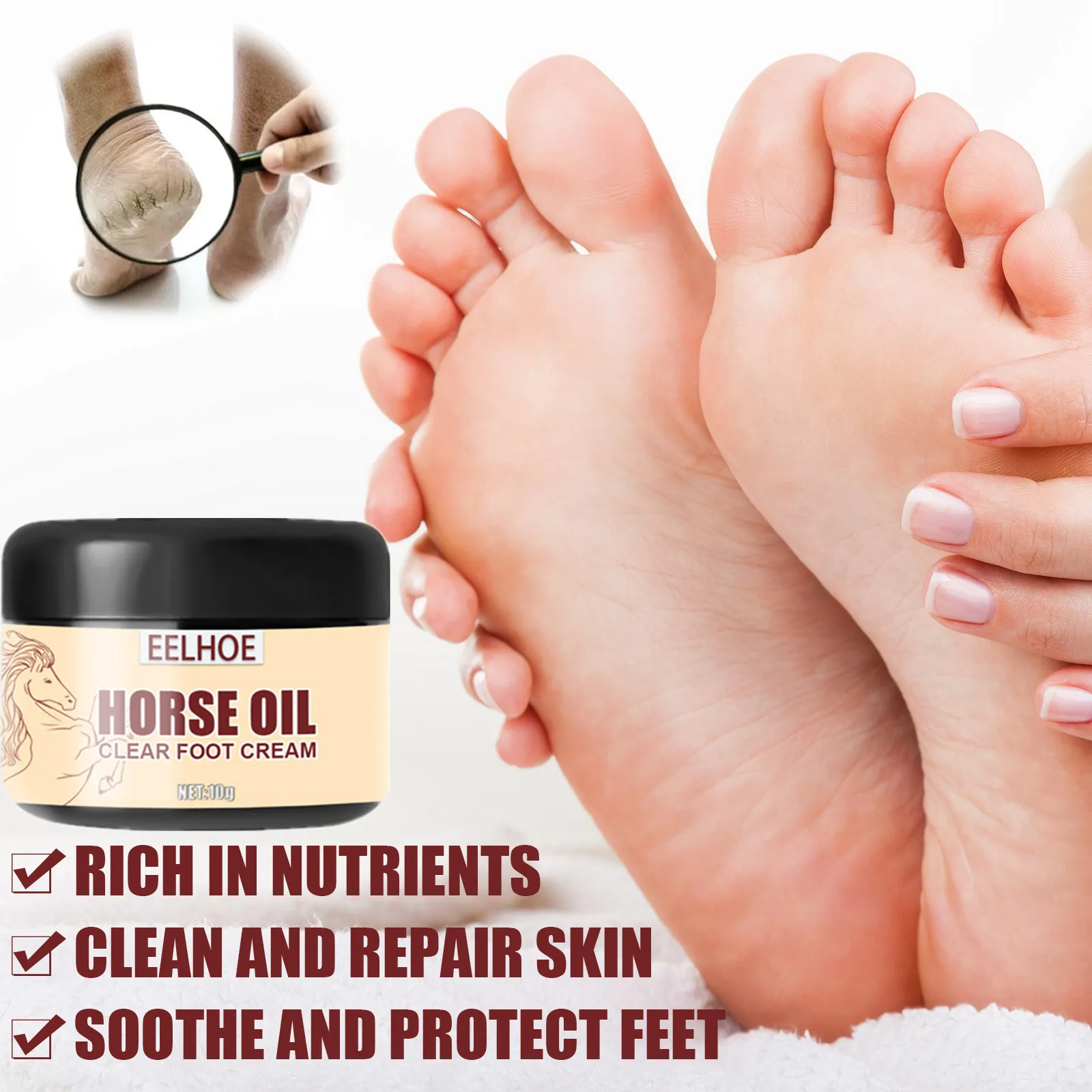 

Horse Oil Hand Cream Crack Foot Cream Anti-Drying Heel Cracked Frostbite Repair Cream Dry Skin Care Repair Hand Cream Feet Cream