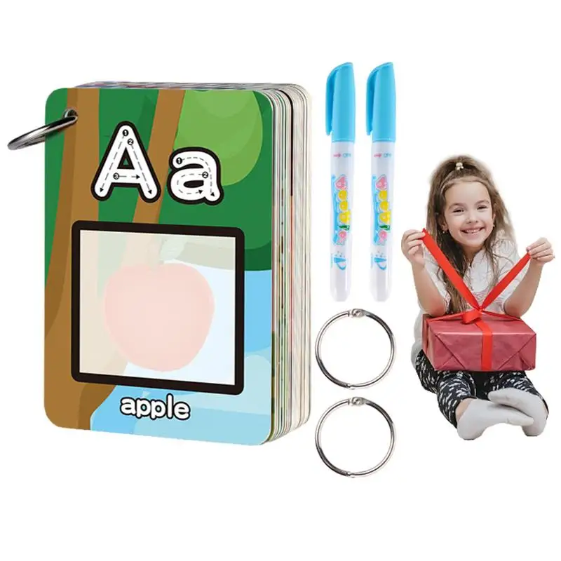 

Alphabet Water Coloring Card 30PCS Educational Alphabet Cards With Pens And Hoops Developmental Flash Card Toy Aged 3