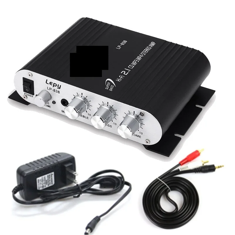 

With 12V3A Power+Audio Cable Lepy LP-838 MINI Digital Hi-Fi Car Power Amplifier 2.1CH Digital Subwoofer Stereo BASS Audio Player