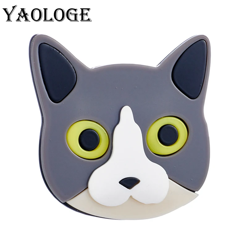 

YAOLOGE Acrylic Cute Cat Head Brooches For Women Men Fashion Cartoon Animal Brooch Pins Casual Party Office Gift Accessories