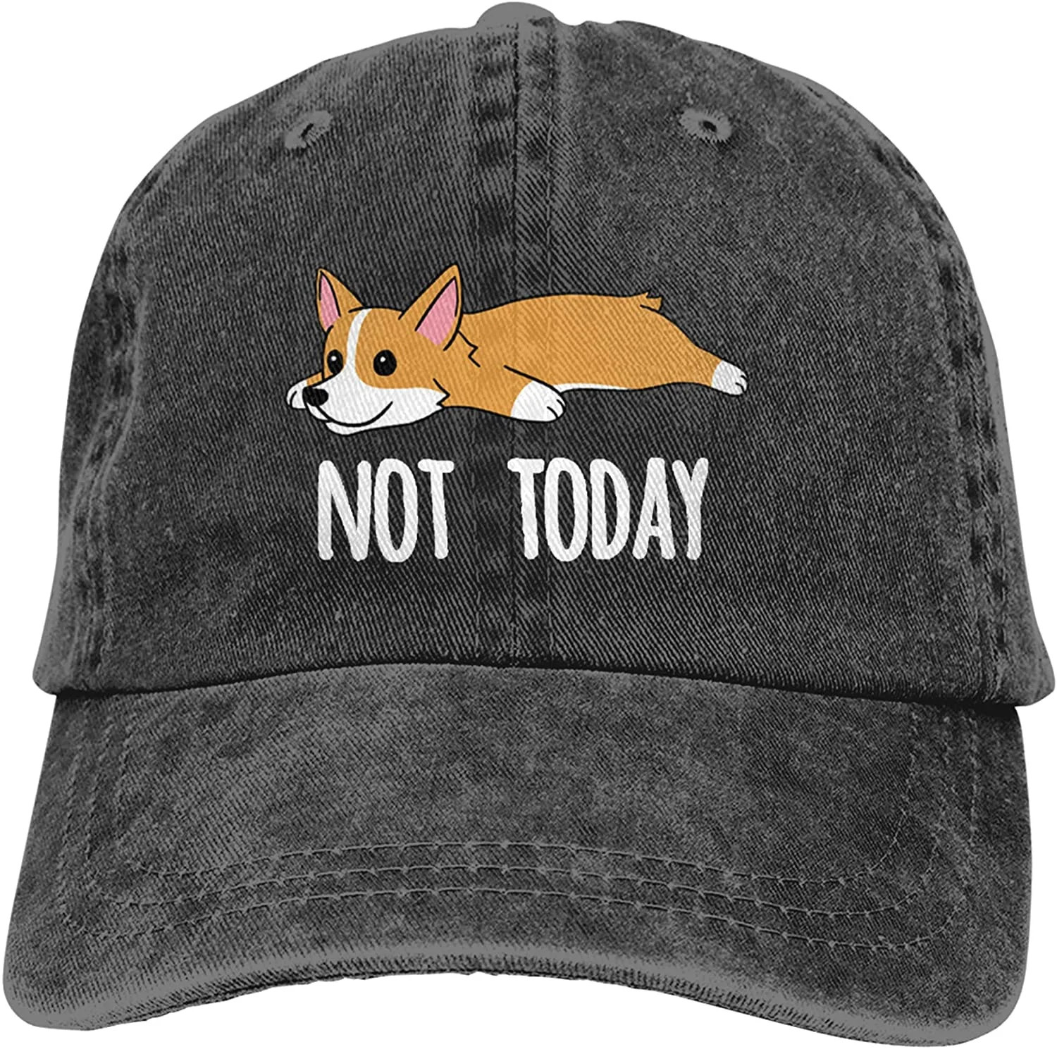 

Женская Мужская бейсболка Not Today Corgi Dog, винтажная Регулируемая ковбойская Кепка, джинсовая шапка