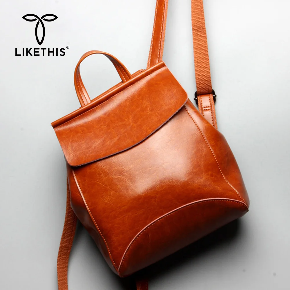 

Рюкзак LIKETHIS из 100% натуральной кожи для женщин, модная винтажная Повседневная Женская дорожная сумка для девочек-подростков