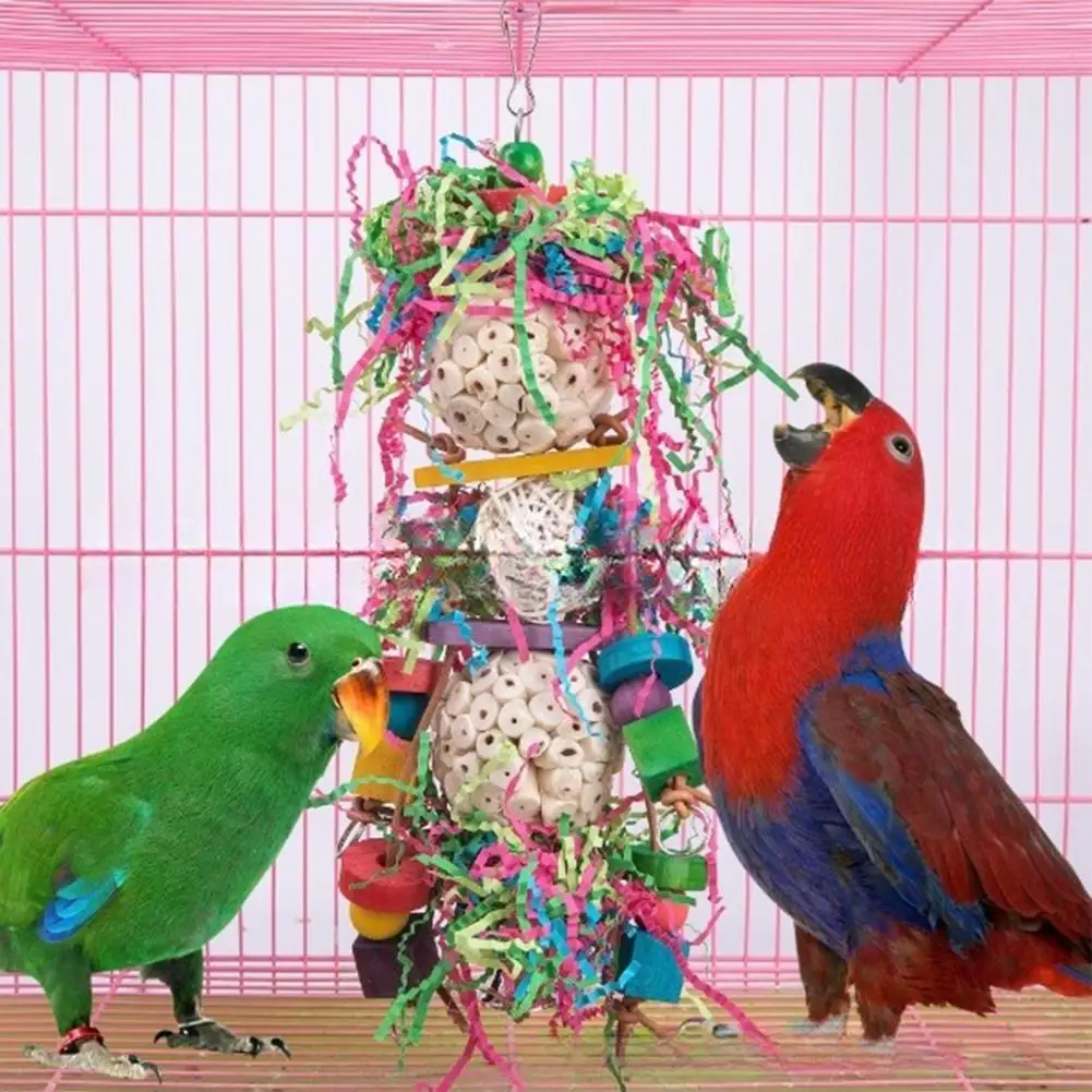 

[ New Arrivals ] Parrot Chew Shred Foraging Toy Colorful Shreddable Natural Sola Balls Hanging Chewing Toys Birds Supplies