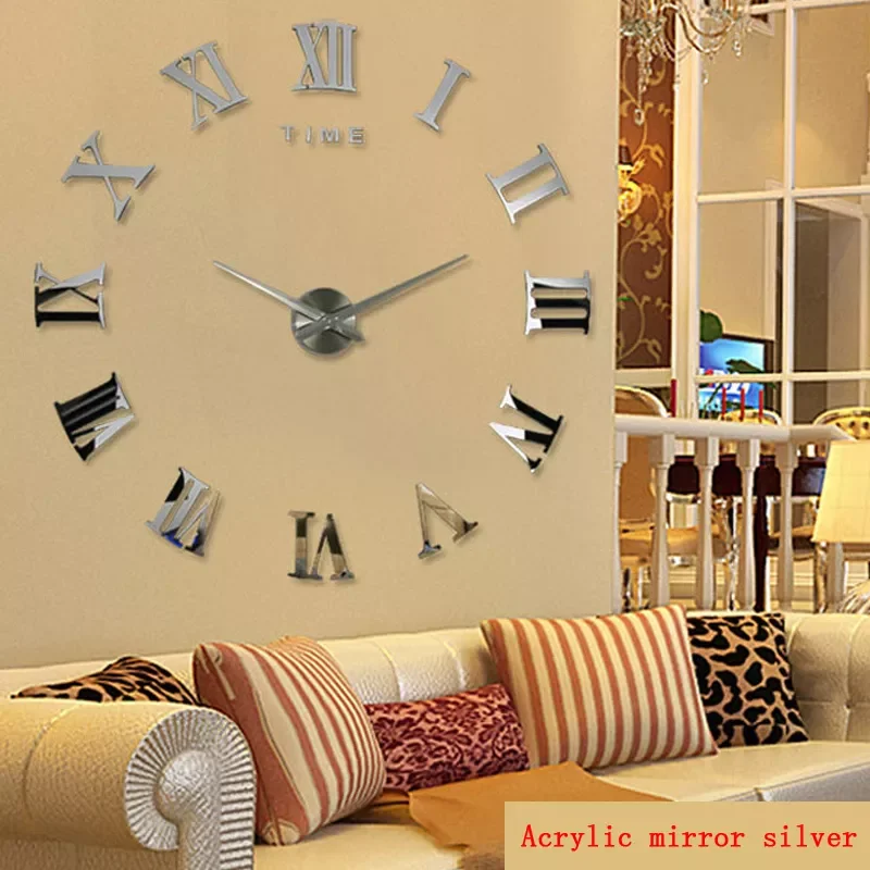 

NEW Real Arrival Digital Mirror Big Wall Clock Modern Living Room Quartz Metal Watch Free Shipping Home Decoration