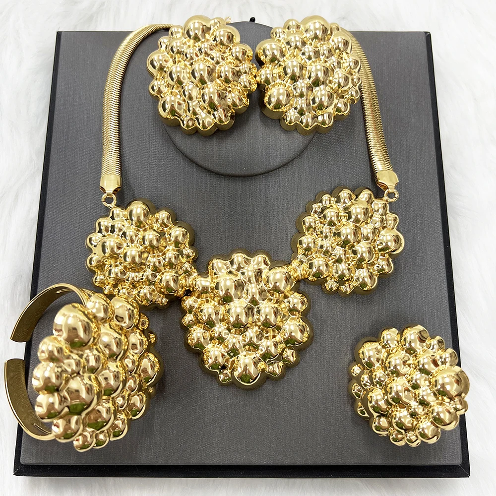 

5 pcs Fashion 18k Gold Plated Fashion Jewelry Set Wedding Accessories Dubai African Style Jewelry Set