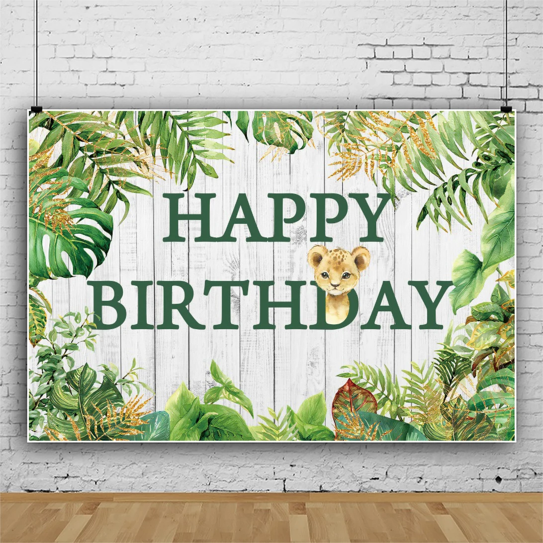 

С Днем Рождения деревянный фон баннер джунгли сафари животные тема фон для будущей мамы Дети День Рождения Декор