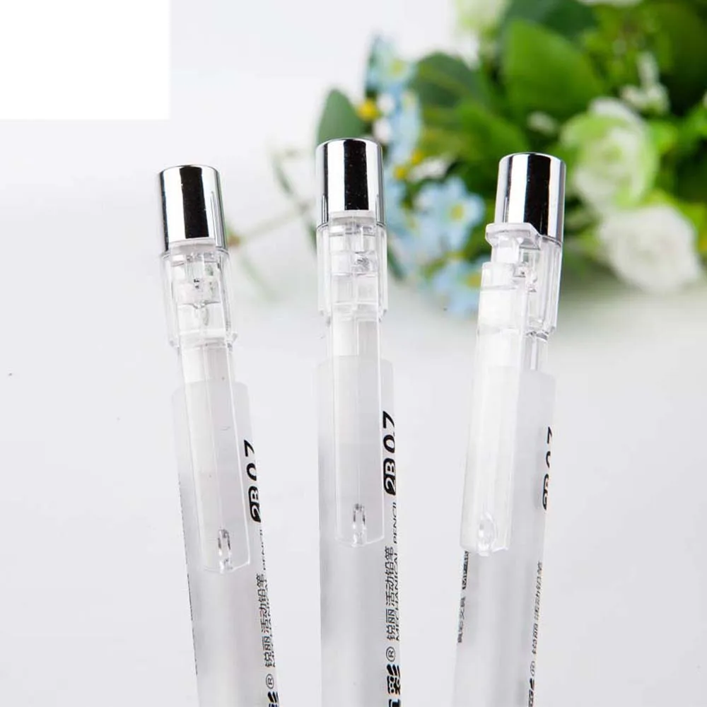 

High quality Transparent white Automatic Mechanical Pencil 05mm 07mm Sketch drawing pens art student School office Supplies