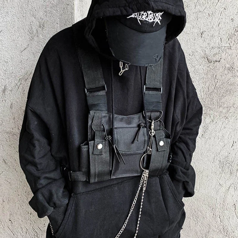 

Functional Tactical Ch Rig Bag Men Hip Hop Streetwear Cool Sling Package Military Soulder Waist Casual Canvas Pack Techwear