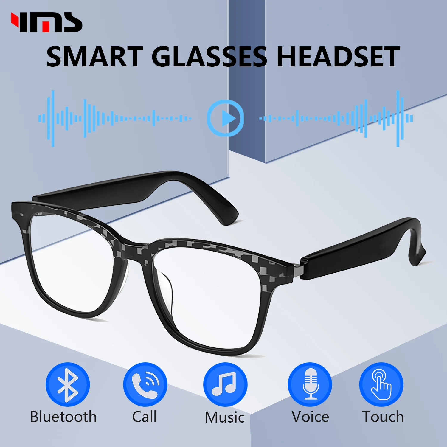 Smart Glasses Wireless Bluetooth Glasses Men Women Fashion Call Anti-Blue Light Music Headphone Glasses for IOS Android Xiaomi
