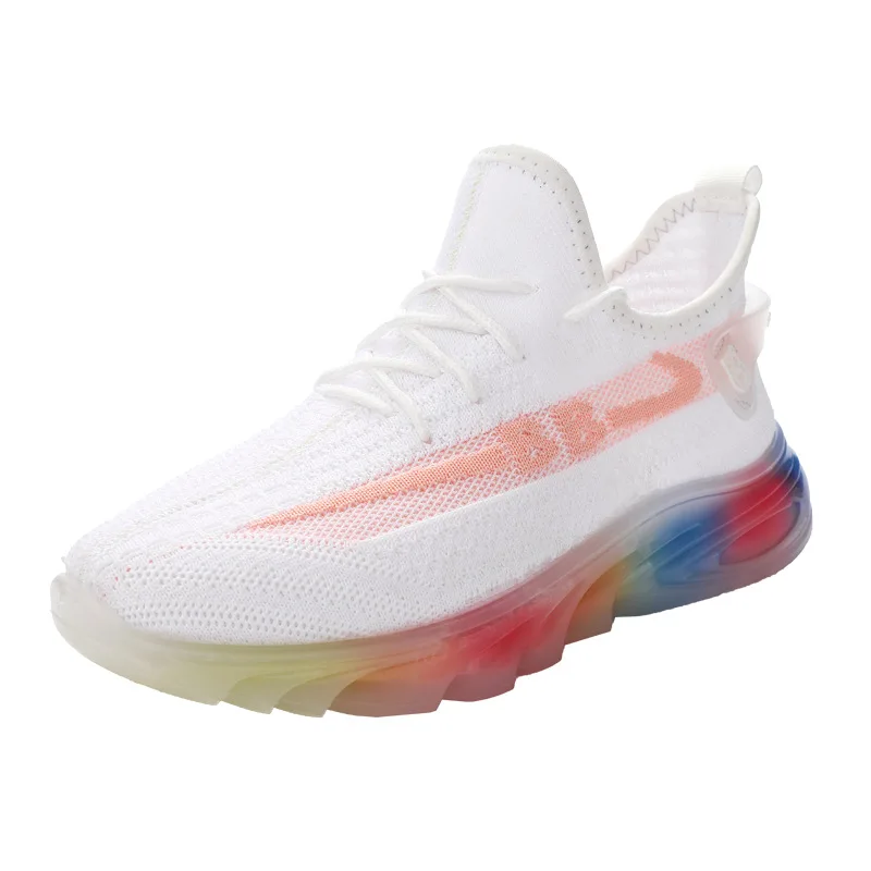

Rainbow Bottom Net Red Breathable Flying Woven Shoes 2022 New Trend Casual Shoes Korean Fashion Sports Shoes Platform Shoes