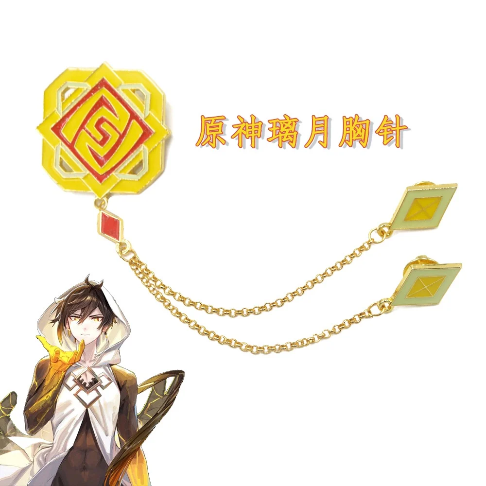 

Anime Genshin Impact Zhongli Cosplay Metal Vision Badge Button Brooch Pins Accessories Medal Pendant Souvenir Cartoon Xmas Gifts