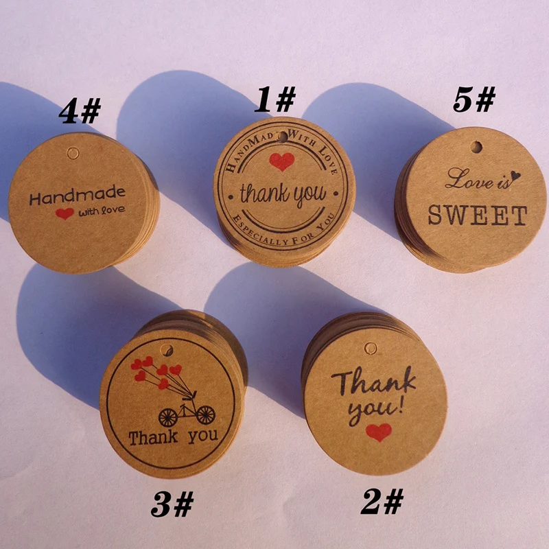 1 упаковка круглых наклеек из крафтовой бумаги аксессуары для подарков подвесные