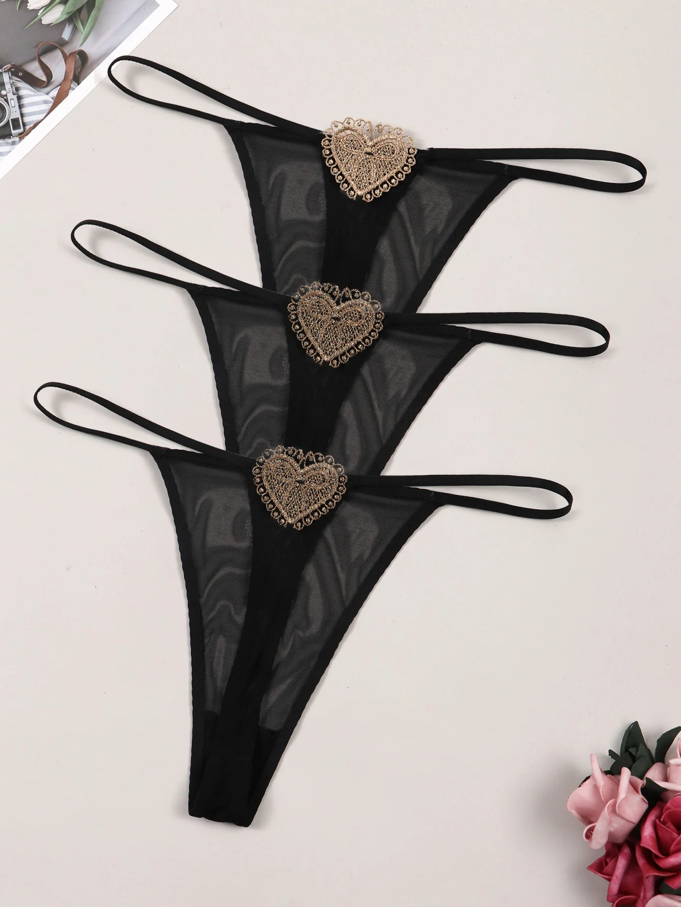 

Varsbaby See Through G Strings 3pcs Transparent Mesh Underwears for Women Sheer Slutty Thongs Panties