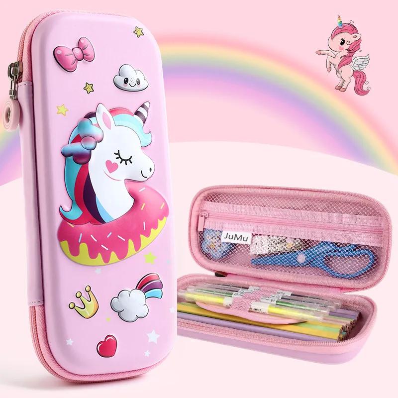 Female pupils cartoon EVA pencil case 3 d pencil-box waterproof anti-throw children high-capacity pencil case