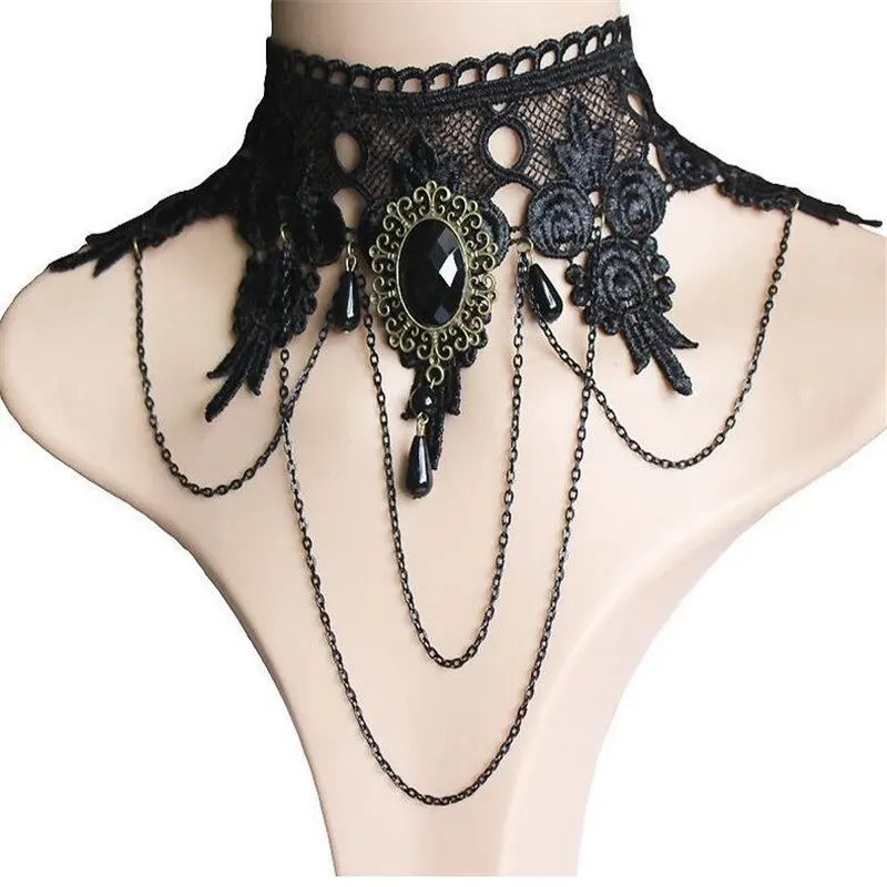 

Black Lace Retro Vintage Gothic Necklace Collar Velvet Choker Chain Bracelet