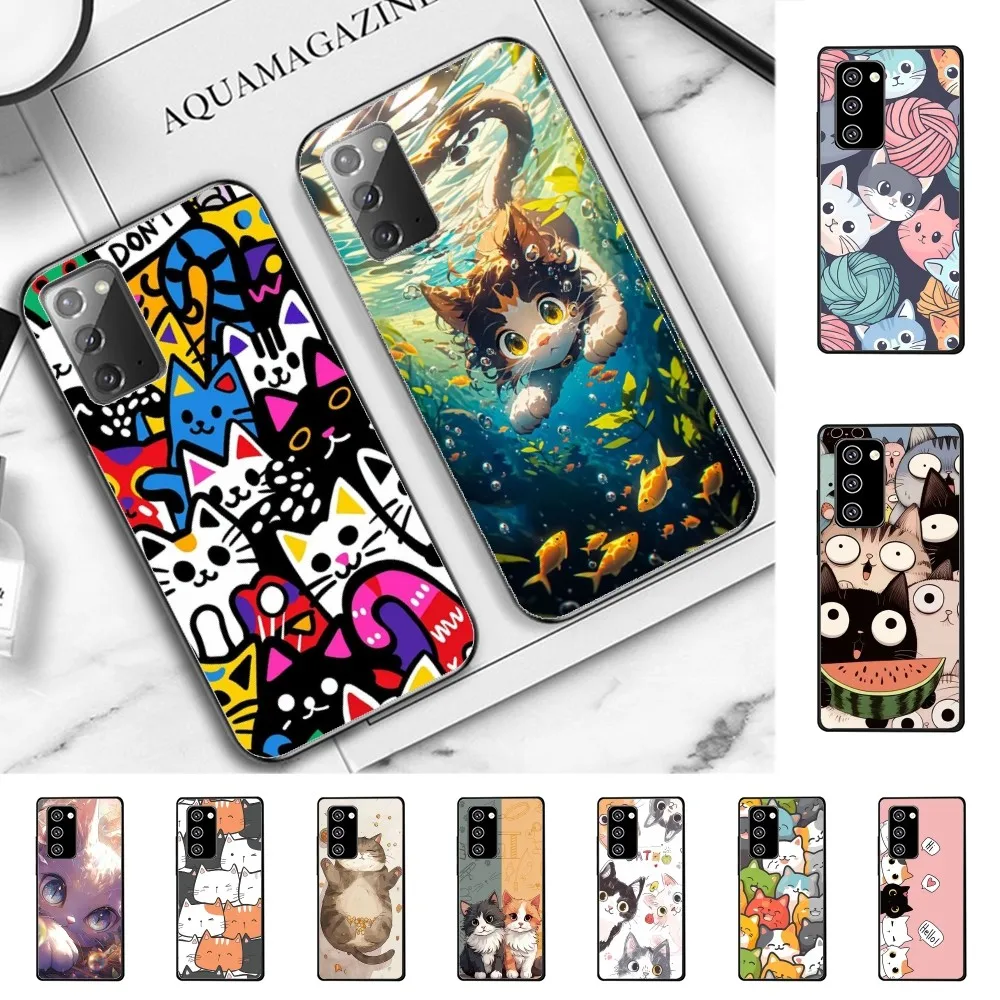 Cartoon Cute Cats Background Phone Case For Samsung Note 8 9 10 20 Pro Plus Lite M 11 30 21 31 51 A 22 42 02 03