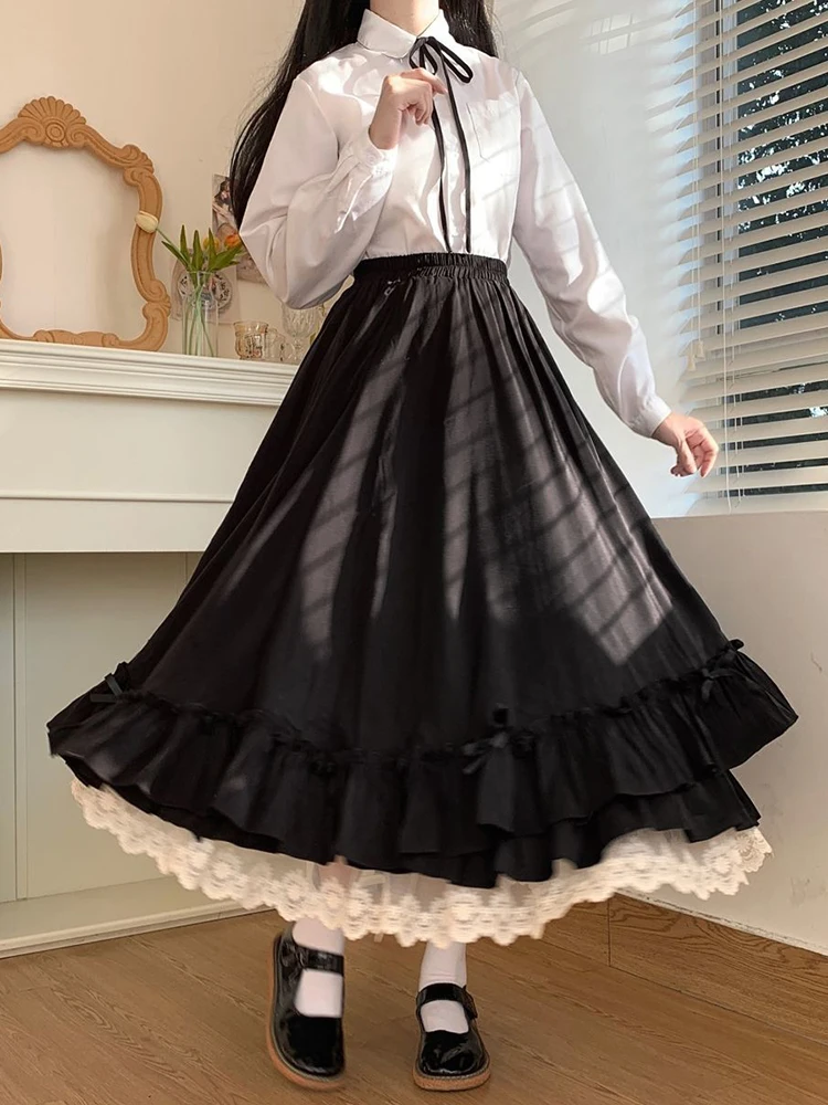 

Women High Waist Skirt Harajuku Casual Elegant Patchwork A-Line Skirt Ladies Vintage Sweet Cute Irregular Pleated Skirts Female