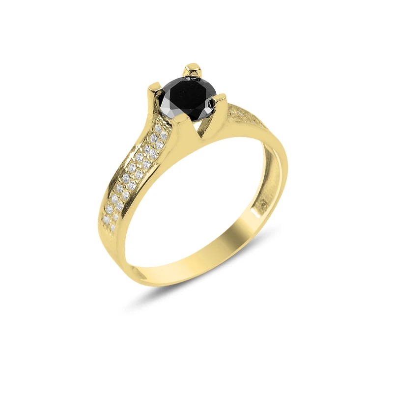

Silver 925 Sterling Black Zircon Engagement Ring