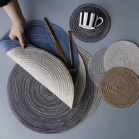 round design table ramie insulation pad solid placemats linen non slip table mat kitchen accessories decoration home pad coaster