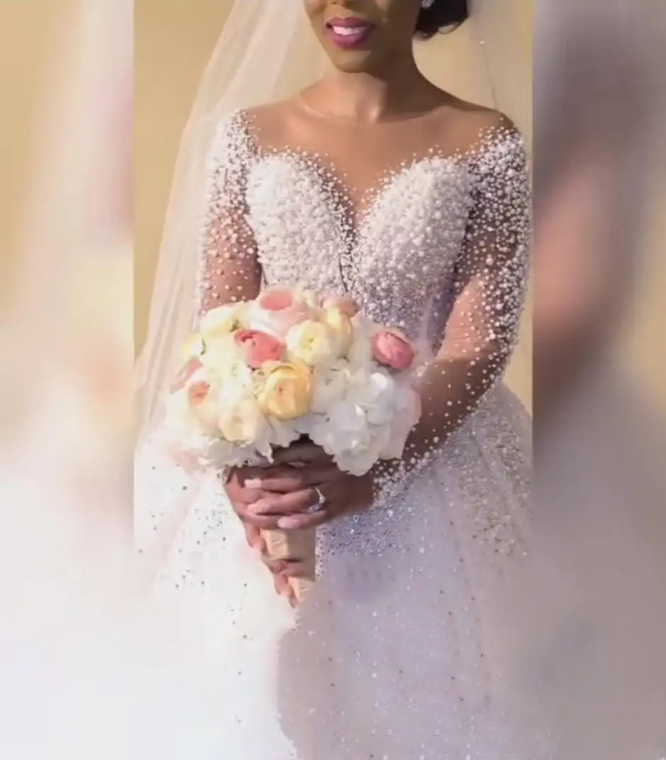 

high quality Luxury long-sleeved sequin beaded Wedding dresses Elegant bridal gown Vestido de novia 2023