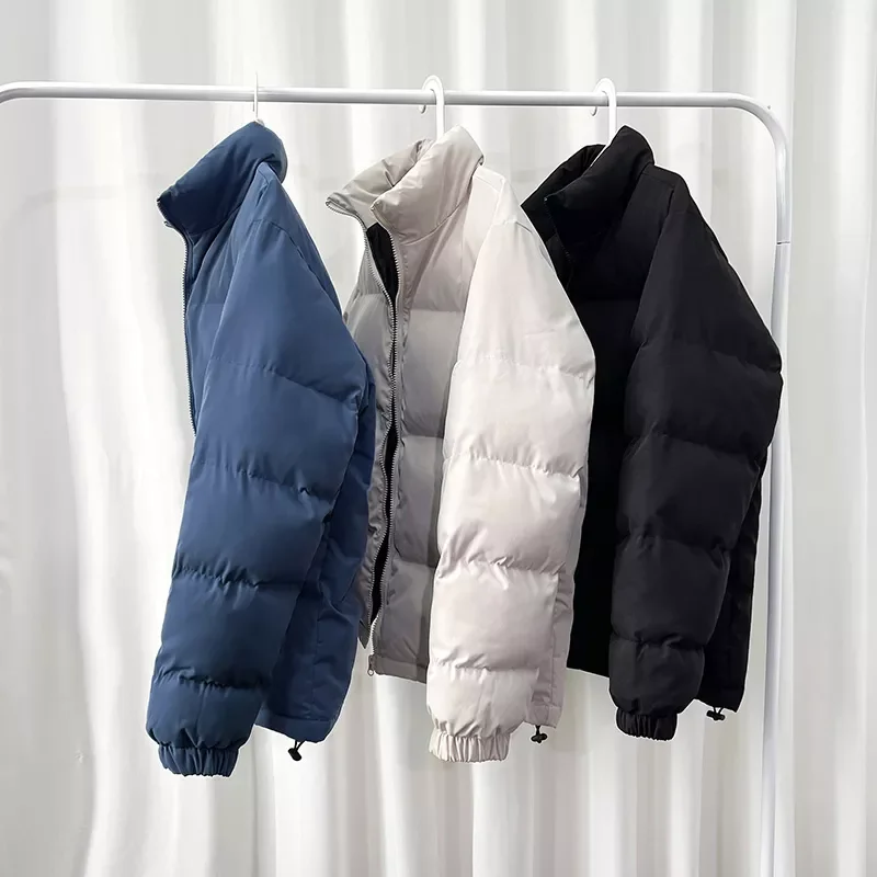 

Winter New Jacket Men Parkas Thicken Warm Coat Stand Collar Jackets Men's Solid Color Parka Coat Women Fashion Streetwear