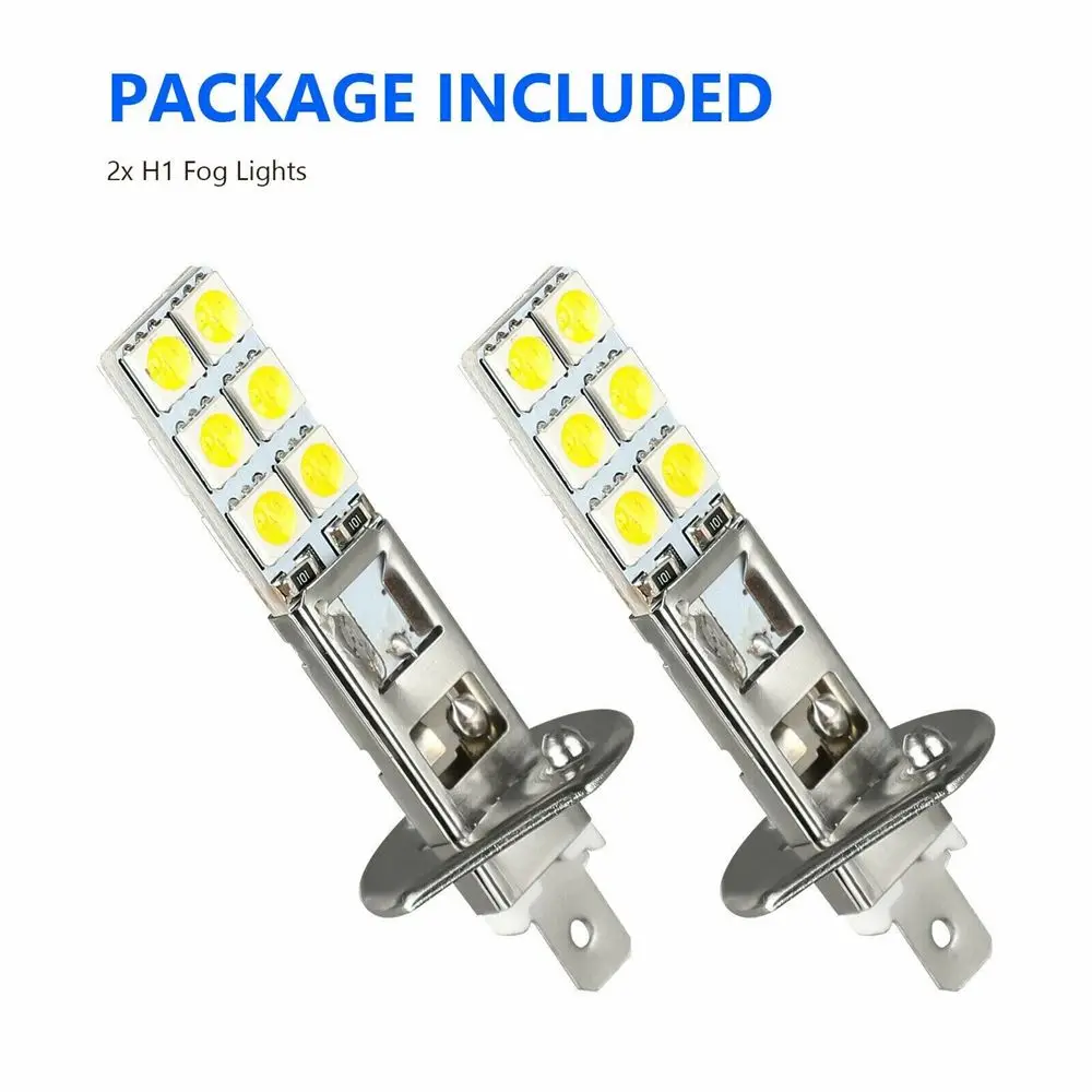 

2Pcs Automotive Fog Lamp H1-12SMD-5050 6000K 55W Car Haedlight 12V-24V 1800LM Hi/Low Kit Beam LED Headlamp Driver Bulb