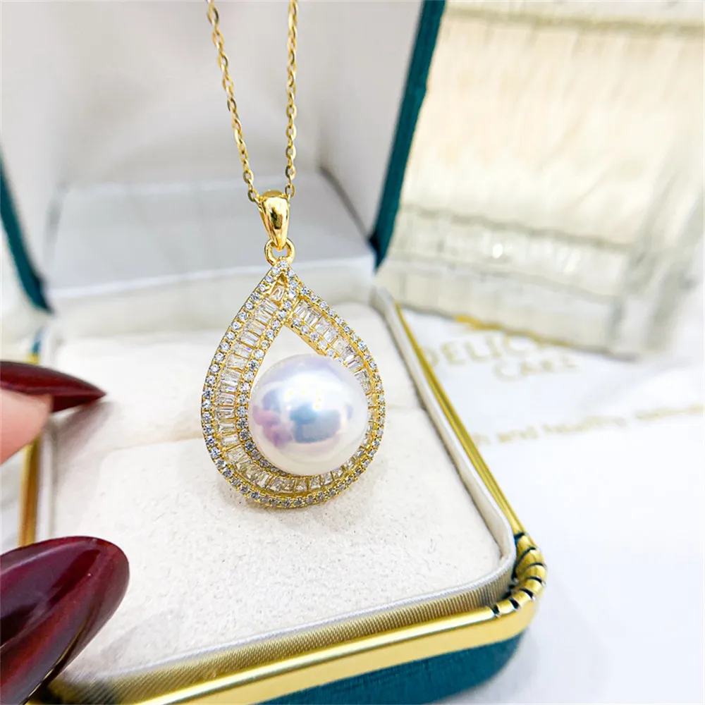 

DIY Pearl Small Accessories S925 Pure Silver Ear Nail Empty Holder Gold Silver Earrings with 11-13mm Beads