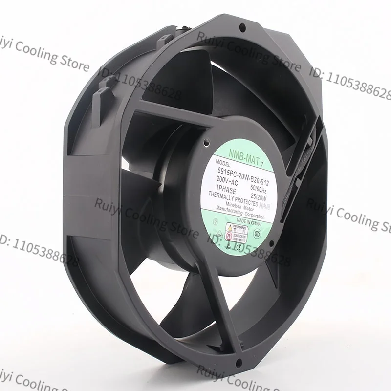 Фото Вентилятор для охлаждения шкафов NMB AC200V 17CM 5915PC-20W-B20-S12 25/28W 17238 Оригинальный металлический высокотемпературный вентилятор Mabaya №2