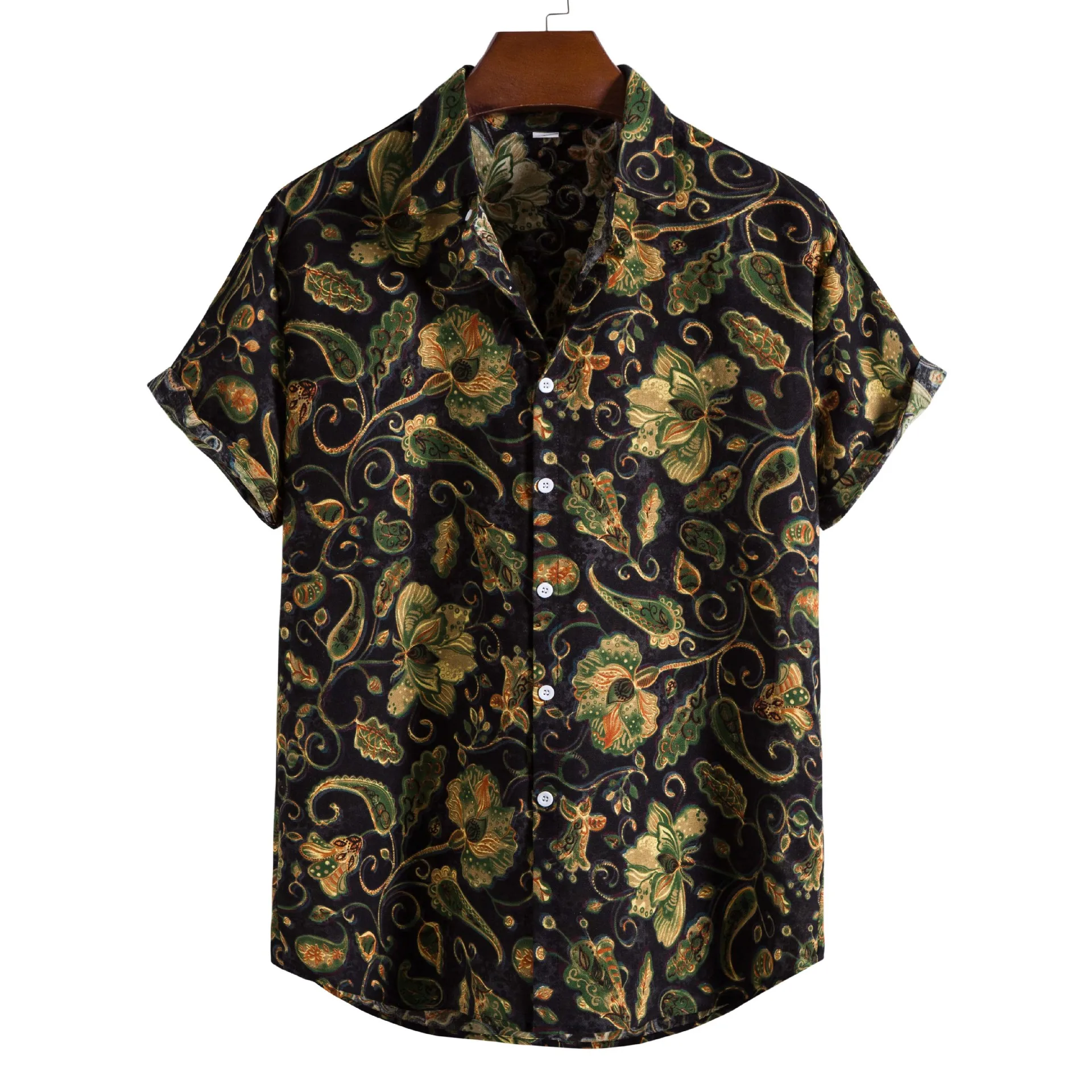 

Vintage Medieval Floral Linen Shirt Men Camisas 2022 Brand Slim Fit Beach Hawaiian Shirts Men Party Holiday Vacation Clothing