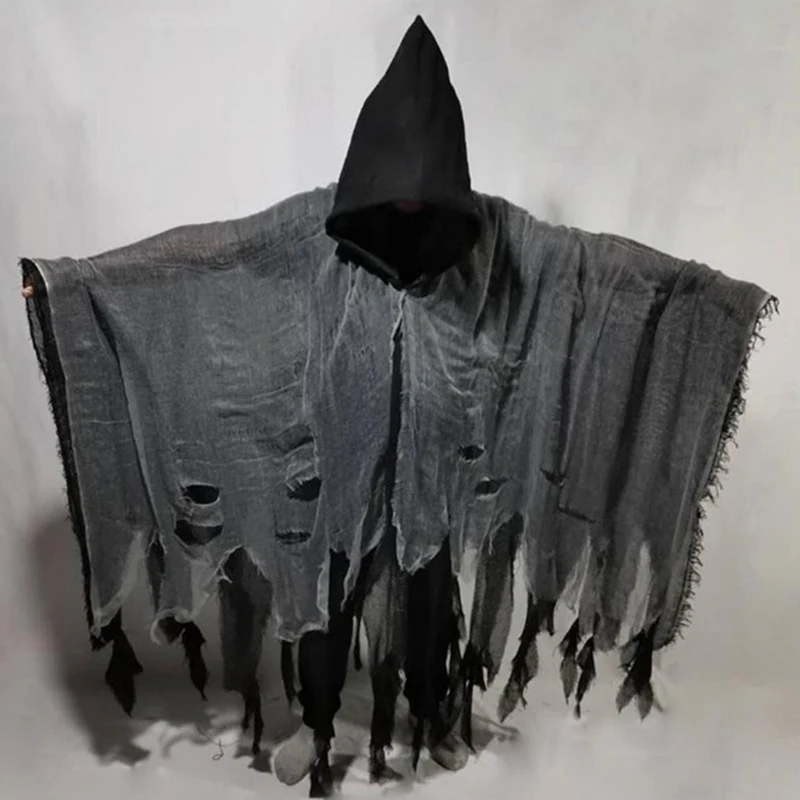 

Black Devil Hooded Cloak for Men and Women, Long Cloak, Party Role-Playing Clothes, 1PC