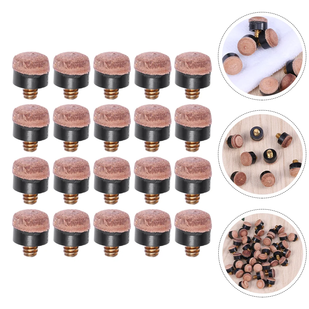 

20 Pcs Pool Cue Head On Pool Cue Tips Club Billiard Accessories Cue Tip Replacement