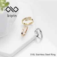 bipin engagement rings with minimalist letters stainless steel custom adjustable female rings
